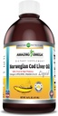 Fantastisk Omega Norwegian Liquid Fish Oil | 16 Oz | 1625Mg Omega -3s, DHA, EPA per portion | Färsk Lemon Flavor | Non-GMO | Gluten-Free | Made in USA