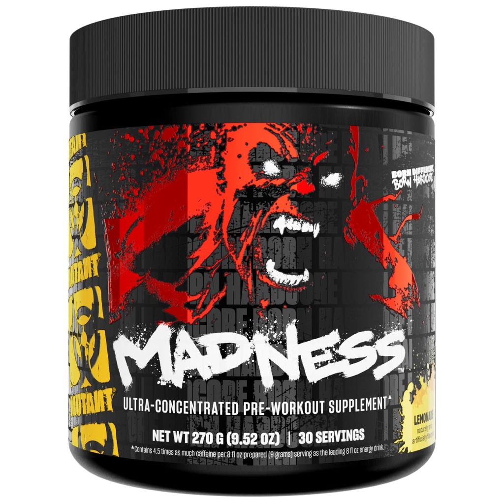 Mutant Madness | Pre Workout Powder Performance och Pump Blend innehåller L-Citrulline, Beta-Alanine, Taurine, L-Tyrosine (Lemonade)