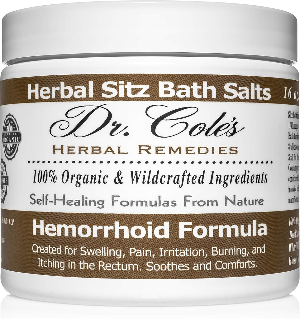 Dr Cole's Herbal Sitz Bath Soak - Organiska växtbaserade badsalter för komfort och avkoppling - Gentle, naturlig formel - (vit)