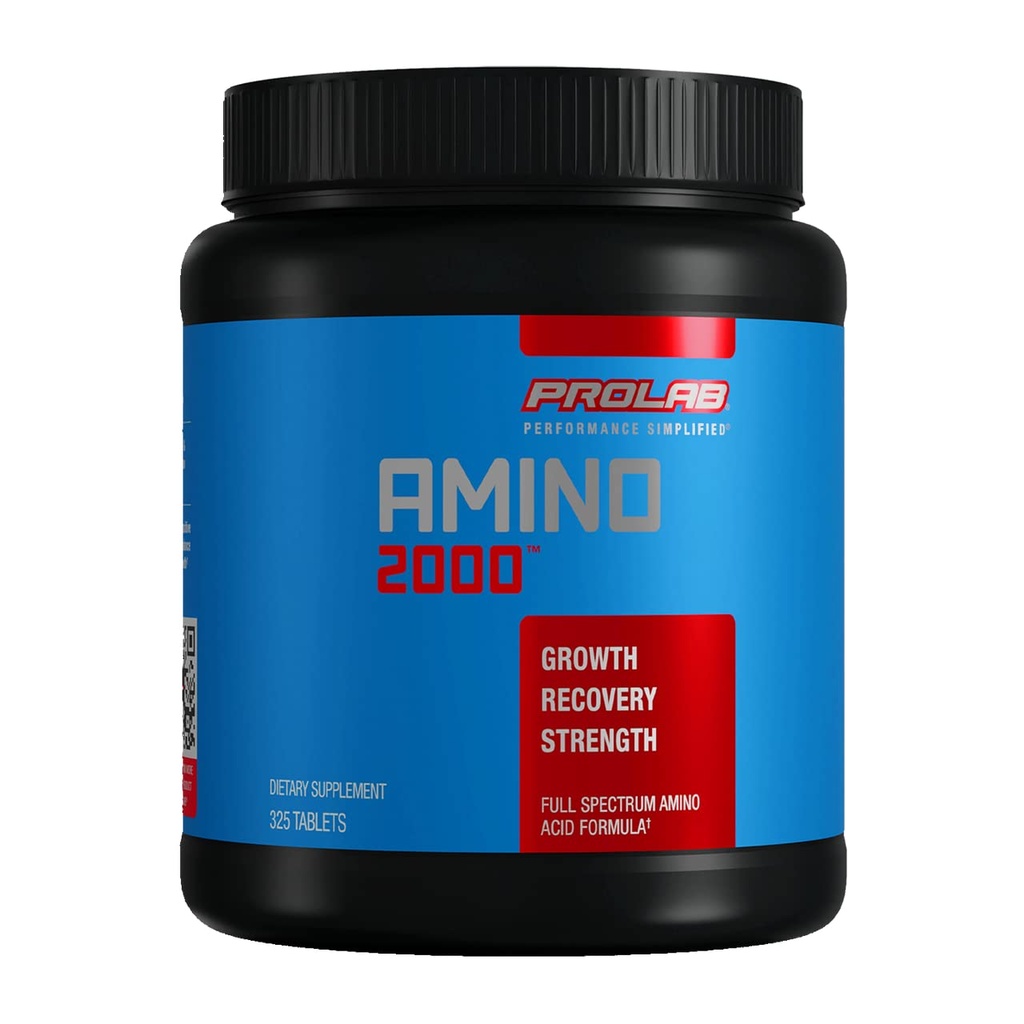 Prolab Amino 2000 Essential Amino Acids Supplement, Full-Spectrum EAA Formel för Muscle Recovery, Lean Muscle Growth & Performance Support (325 tabletter)