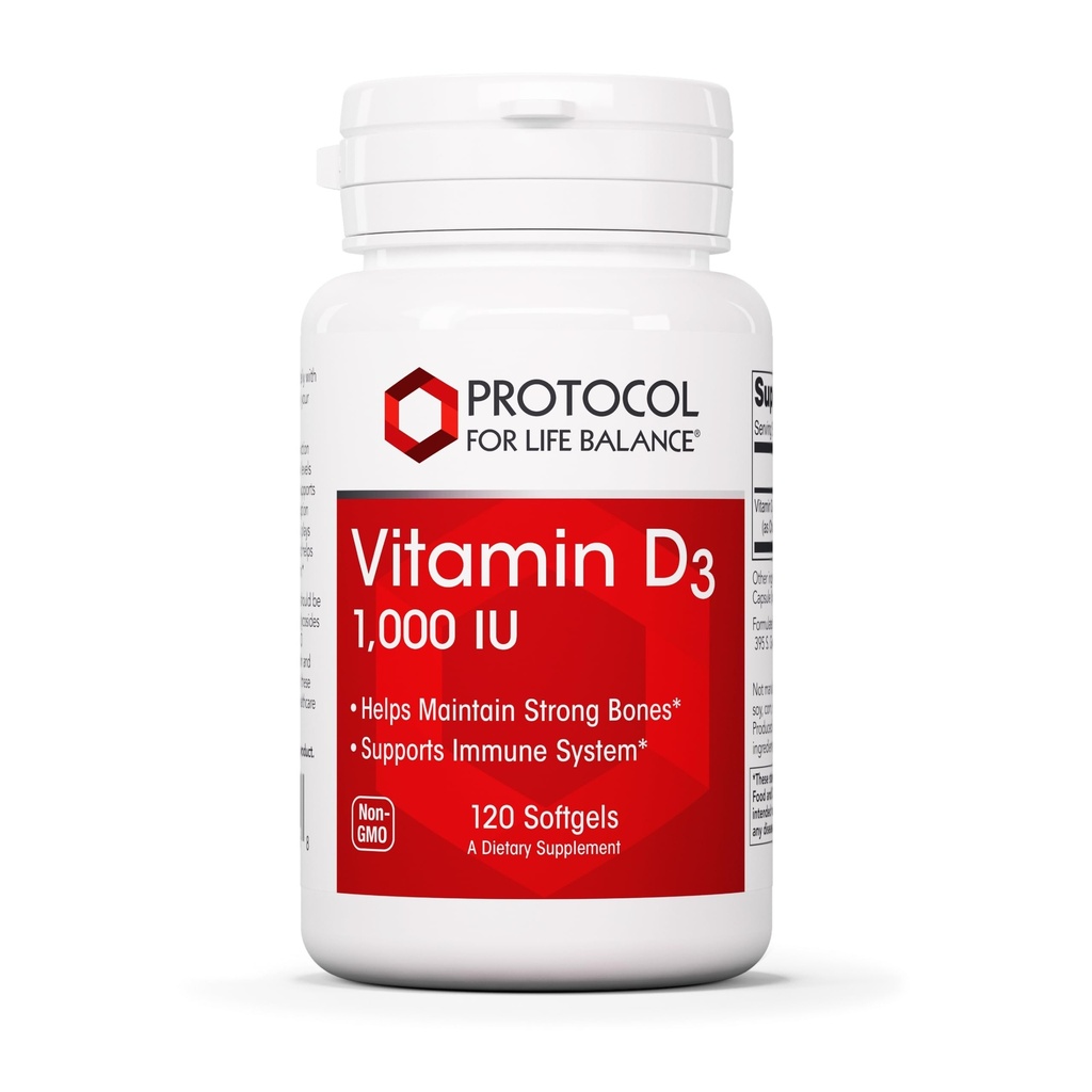 Protokollen för Life Balance Vitamin D3 1000 IE - Immune Support Strong Bones and Teeth - 120 Softgels