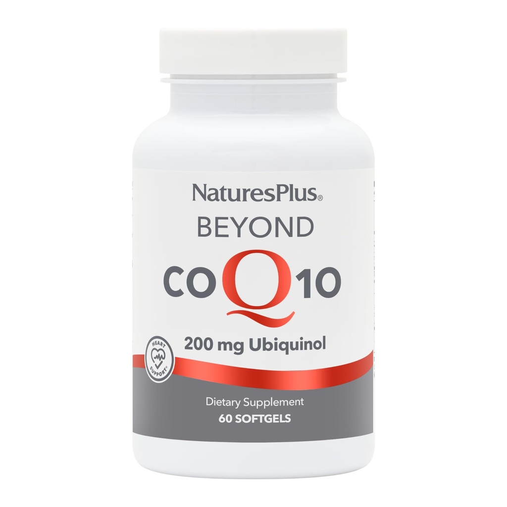 NaturesPlus Bortom Q10-200 mg Ubiquinol - 60 Lätt att svälja Softgels - Hög styrka, Hög Absorption Supplement, främjar hjärthälsa, antioxidant - 60 portioner