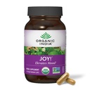 ORGANIC INDIA Joy Herbal Supplement - Immune Support, främjar minne och koncentration, Vegan, Gluten-Free, Kosher, USDA Certified Organic, Non-GMO, Calming - 90 kapslar