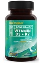 BioEmblem Vitamin D3 K2 Capsules (5000IU och 200mcg) - Patented MK7 och MK4 för 3-i-1 Komplex Support - Vegetarisk vitamin D K2 Supplement för tänder, hjärta, immunsystem - Non-GMO, 90 Caps