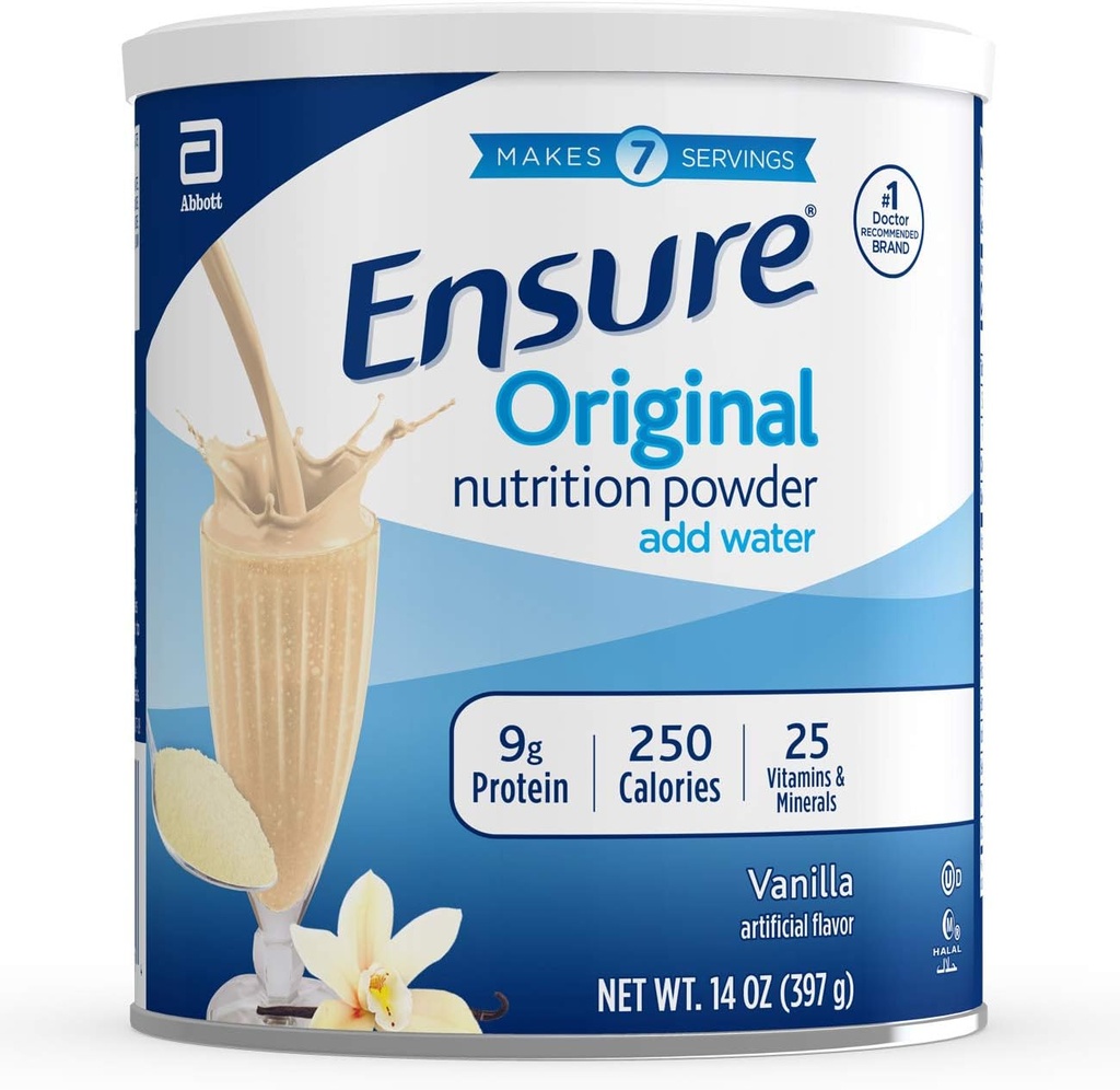 Säkerställ Original Nutrition Shake Powder med 9 gram protein, Meal Replacement Shakes, Vanilla, 14 oz