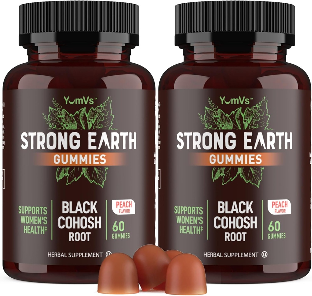 YUM-V'S Strong Earth Black Cohosh Root 50mg (60 Count) - Natural Extract Menopause Supplements Night Sweats & Hot Flashes för kvinnor