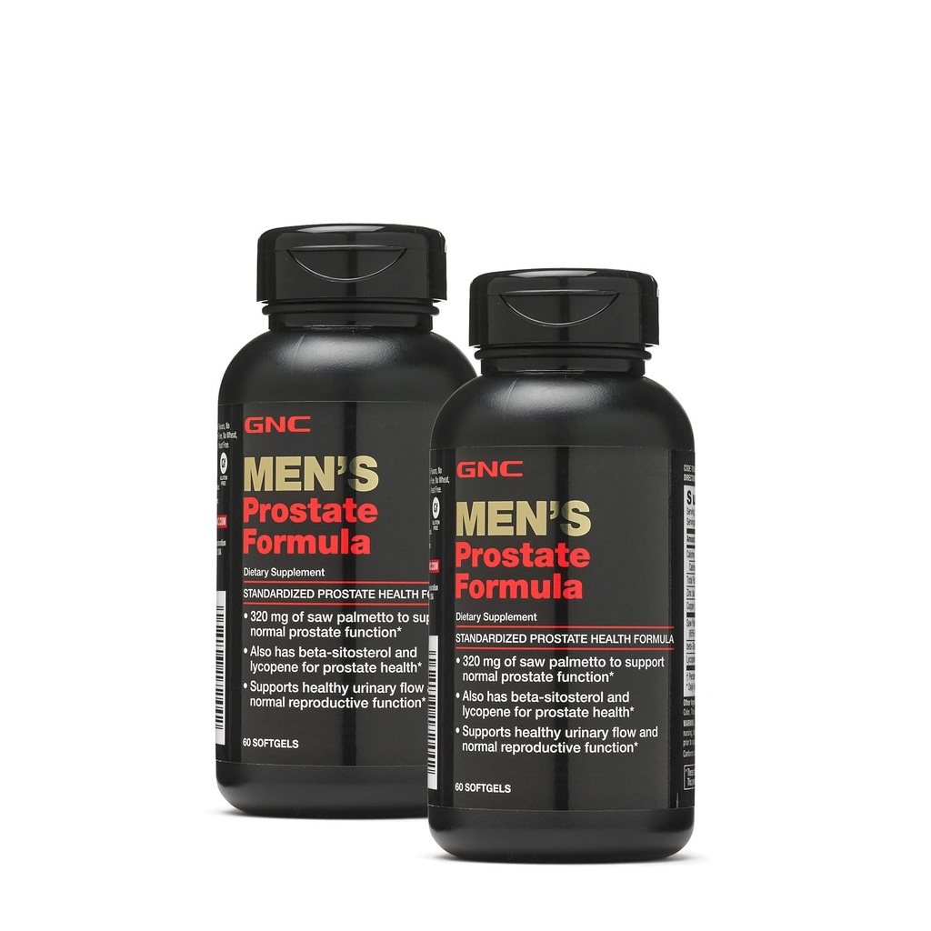 GNC Mäns Prostate Formel, Twin Pack, 60 Softgels per flaska, stöder normal reproduktionsfunktion