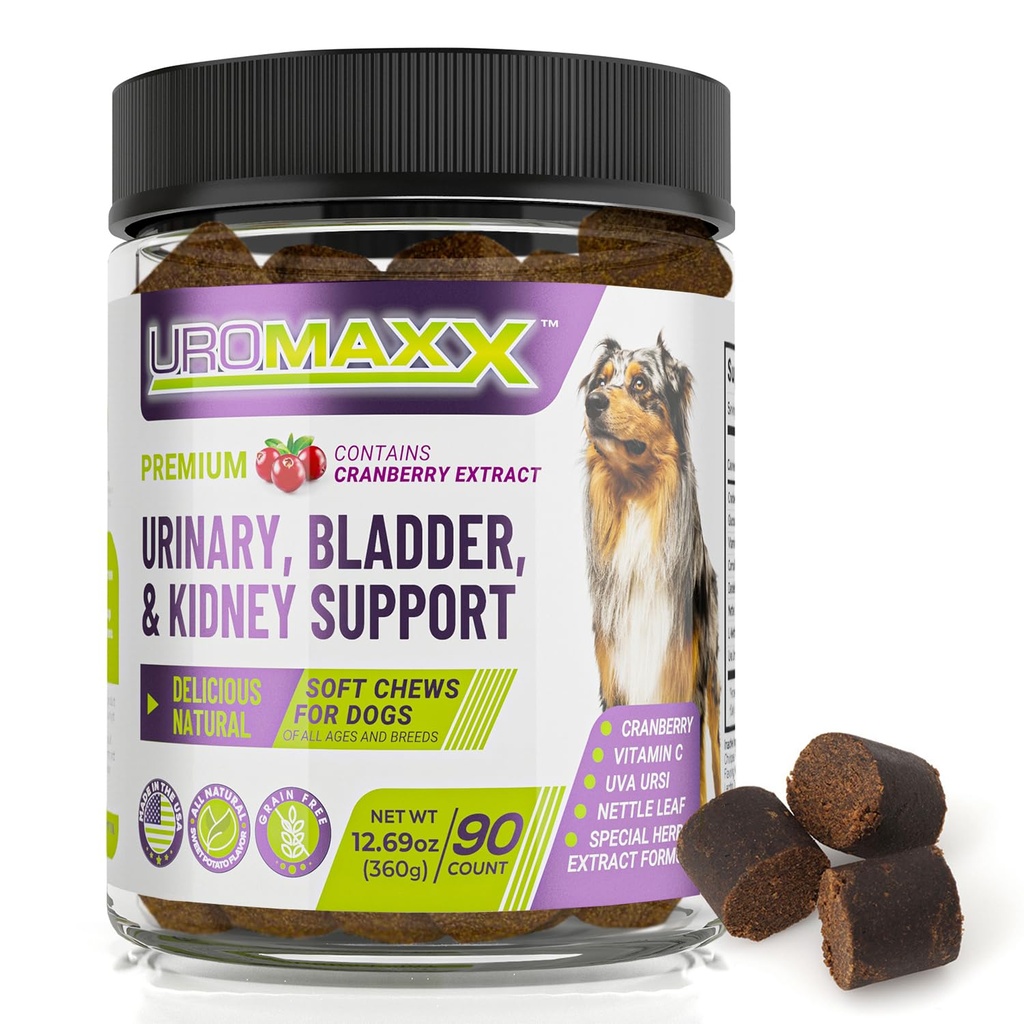 Dog Urinary Tract Infection Treatment, Bladder & Kidney Support för hundar, kraftfull Pet Care, Natural Soft Chews med Cranberry & Glucosamine, Made in the USA, Chicken Flavor, 90 Count, 1 Pack