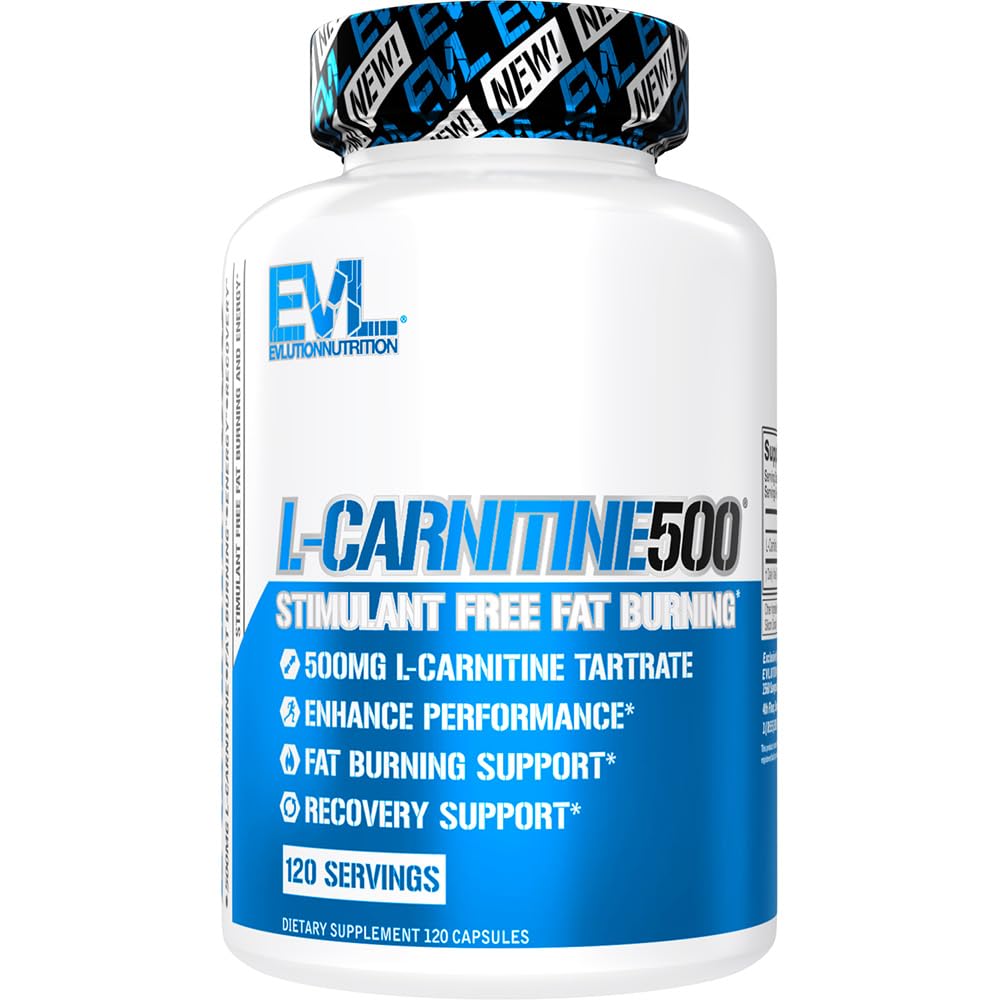 EVL L-Carnitine Supplement for Weight Loss Support - L Carnitine Tartrate for Cellular Energy Focus Endurance and Fat Burning Support - Stimulant Free Amino Acid for Fat Metabolism (120 portioner)