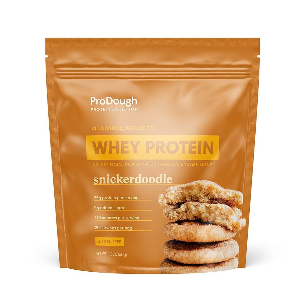 ProDough Gourmet Whey Isolate Hydrolized Protein Powder för Shake Mix- Easy Digest Enzyme Blend, 25g Protein per Servering, naturliga ingredienser, Gluten Free, Keto Friendly (Snickerdoodle)