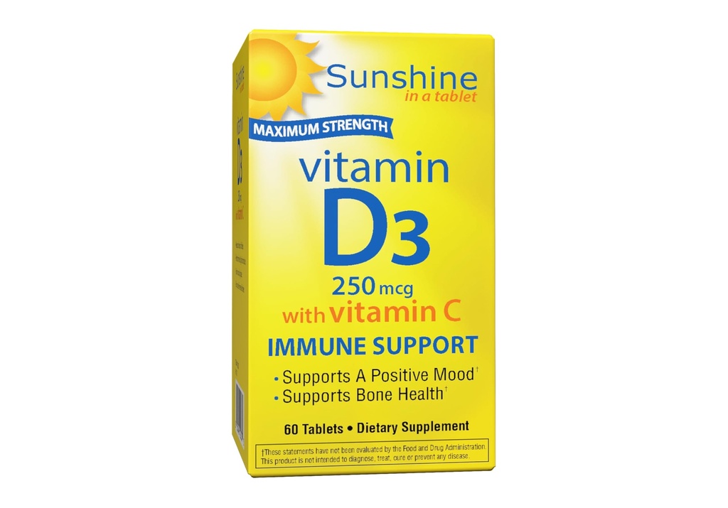 Sunshine vitamin D 10 000 IE, friska och starka ben, 30 portioner