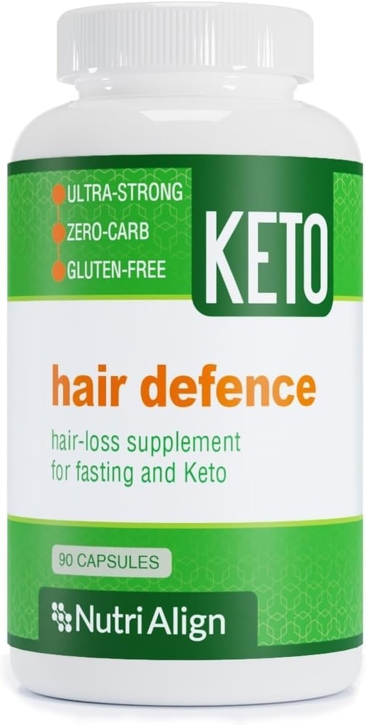 Nutri-Align Hair Defence Biotin Complex for Keto and Fasting | 90 Capsules | High Strength Hair Growth Biotin - 2500mcg Biotin per Capsule | Vitamin A, Folic Acid & Calcium