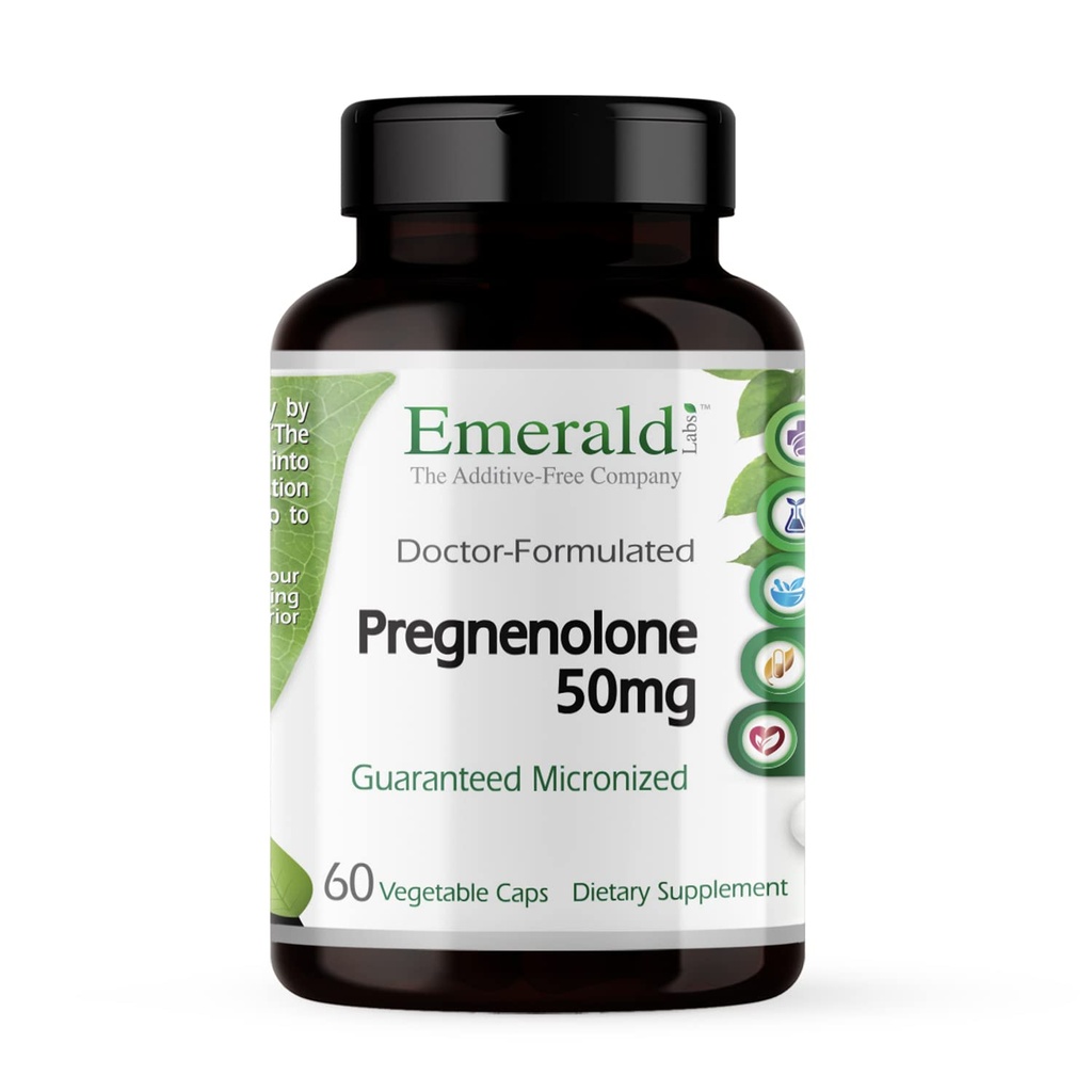 EMERALD LABS Pregnenolone 50mg - Premium Wellness Supplement för att hjälpa hjärnhälsa, immunstöd och hormonbalans - Glutenfri - 60 Vegetabiliska kapslar (30-dagars leverans)
