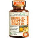 Quercetin med Bromelain Turmeric Curcumin Supplement - Allergy Relief, Joint & Immune Support - Organic Turmeric Supplement med Black Pepper (Bioperine) - 60 Quercetin 500mg kapslar