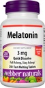 Webber Naturals Melatonin 3 mg, Easy Dissolve, 250 tabletter, 100% Drug Free Sleep Aid för vuxna, Gluten Free, Non-GMO, Lämplig för vegetarianer