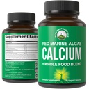 Plant Based Calcium - Red Marine Algae Calcium Supplement med vitamin C, D3, K, Magnesium och Whole Food Vegetable Blend. Vegan kapslar för ben och gemensamma. 120 piller, tabletter