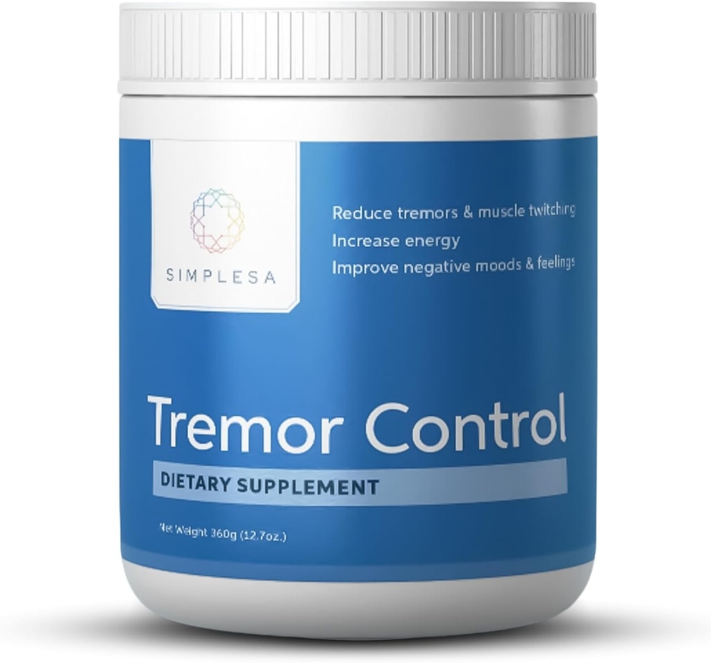Simplesa Tremor Control, L-Arginine Alpha-Ketoglutarate Supplement, Inkluderar GABA, Ubiquinol och Niacin, 360g AAKG Powder Supplement, stöder Tremor Control och Muscle Health