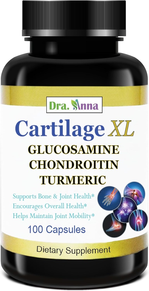Cartilage XL Plus Glukosamin, Chondroitin & Turmeric. Gemensamt stödtillägg. Antioxidantegenskaper. 100 kapslar