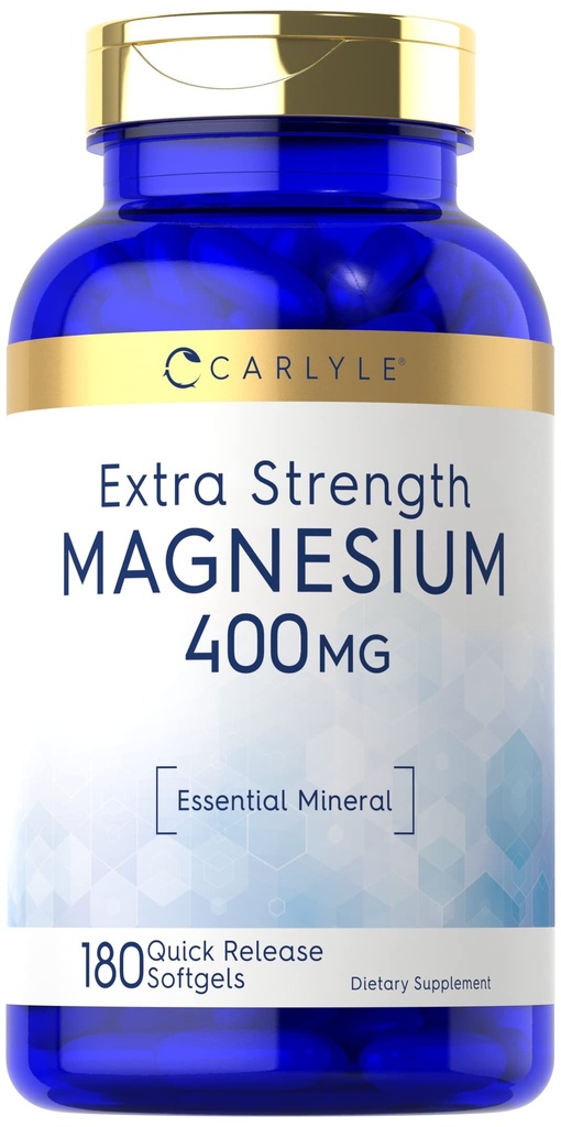 Carlyle Magnesium Oxide 400mg | 180 Softgels | Essential Mineral | Non-GMO och Gluten Free Supplement