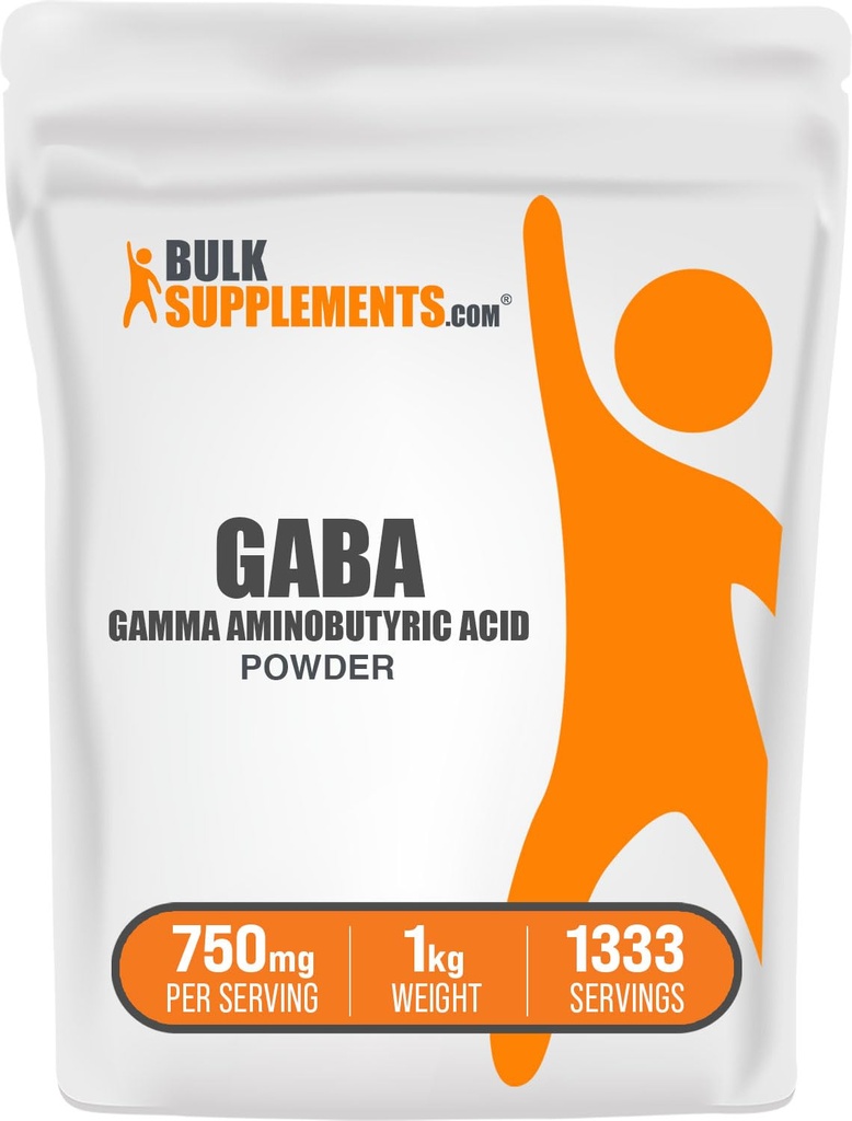 BulkSupplements.com GABA Powder - Gamma Aminobutyric Acid, GABA Supplement, Amino Acid Supplement - Gluten Free, 750mg per Serving, 1kg (2.2 lbs) (Pack of 1)