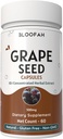 Grape Seed Capsules 500mg | 10:1 Koncentrerad extrakt | Naturligt växtbaserade tillskott | Non-GMO, Gluten-Free | Grape Seed Powder för dagligt välbefinnande (60 greve av 1)