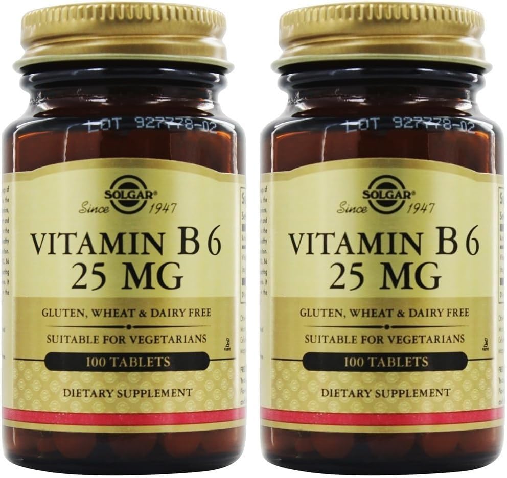 SOLGAR Vitamin B6 25 Mg, 100 tabletter, 100 greve (Pack of 24)