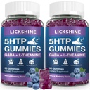 2 Pack 300MG 5-HTP GABA Sleep Supplement Gummies med 200mg L-Theanine Supplement för hjärna, humörstabilisator och sömnsupport, Melatonin-Free, Omega 3-6-9 för naturliga Zzzs, Blueberry Flavor