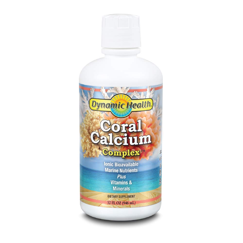 Dynamic Health Coral Calcium Complex | Bone Health & PH Level Support | Lättare än kapslar, Liquid Supplement | med Magnesium | 32oz, 32 Serv