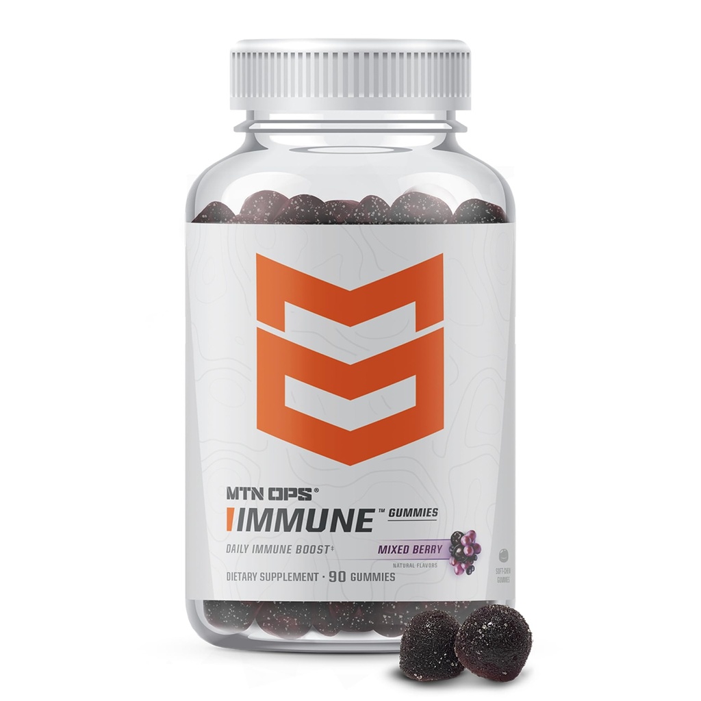 MTN OPS Immune Gummies Immune Support Supplement, 90 Gummies med Elderberry & Aronia Berry Immune Booster för vuxna, blandad Berry Flavor & naturligt Gluten Free