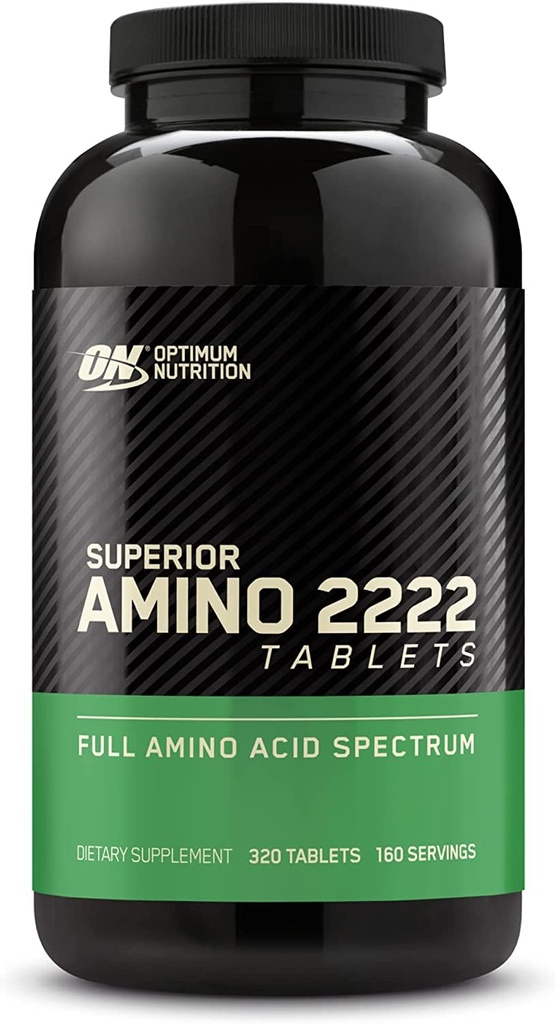 Optimum Nutrition Superior Amino 2222 tabletter, kompletta väsentliga aminosyror, EAA, 320 greve