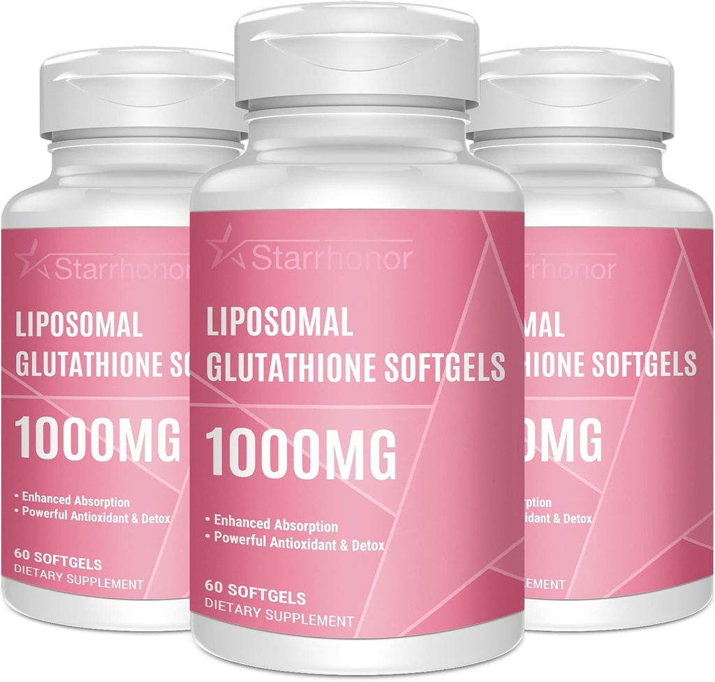 Liposomal Glutathione Softgels 1500MG, Reduced Glutathione Supplement med vitamin C, Bättre Absorption, icke-GMO Kraftfull Antioxidant för hälsosam åldrande, Detox, Immune Health, 180 Softgels
