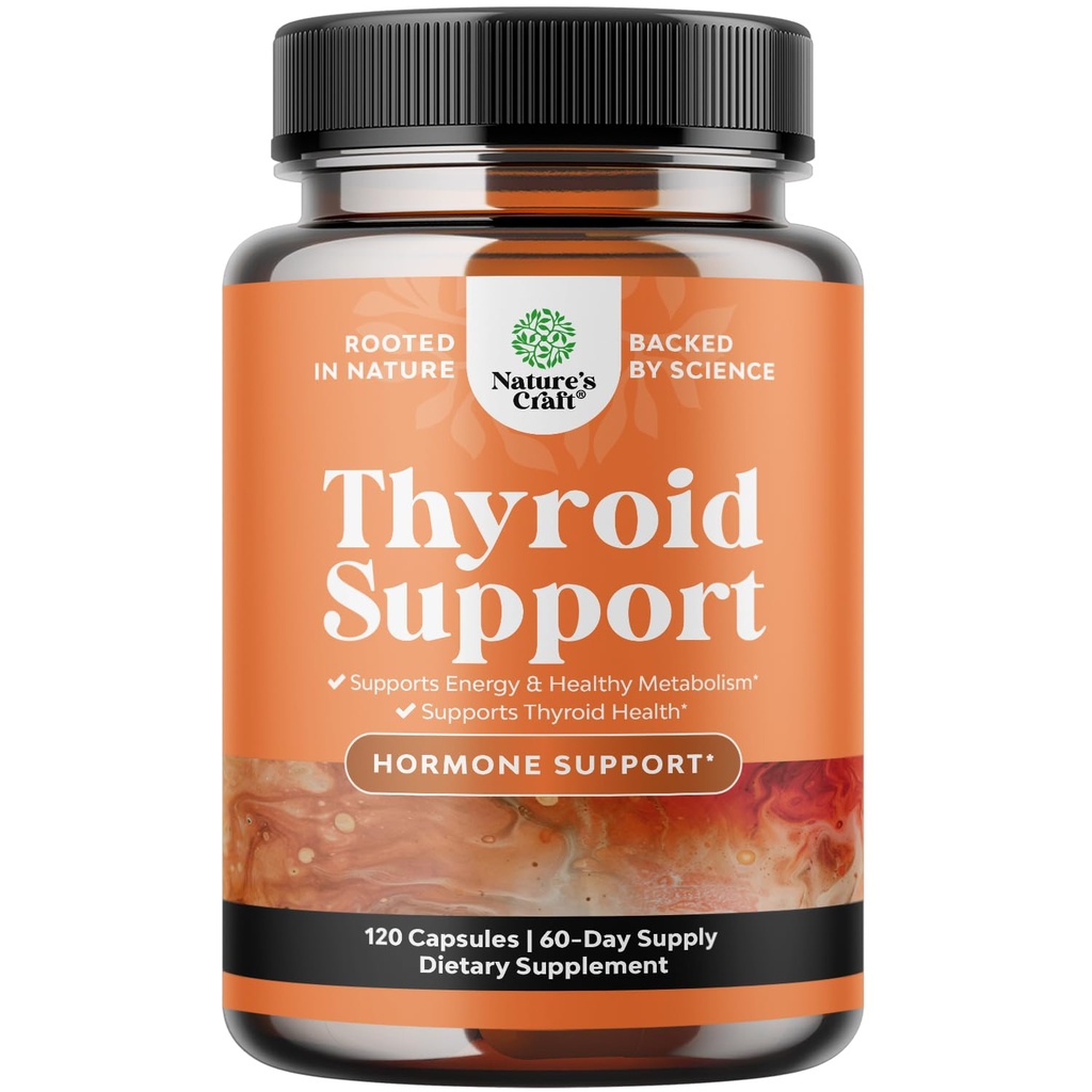 Herbal Thyroid Support Komplex - Potent Kelp Iodine Supplement med L Tyrosine, Bladderwrack, Selenium & Pure Ashwagandha för hormonbalans - Mood & Energy Dietary Pills - 120 Halal Capsules