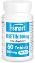 Supersmart - Fisetin 500mg per dag (Easy-to-Take) - 98% Pure Fisetin Supplement - Mycket biotillgänglig polyfenol - Potent Senolytisk aktivator | Non-GMO & Gluten Free - 60 tabletter