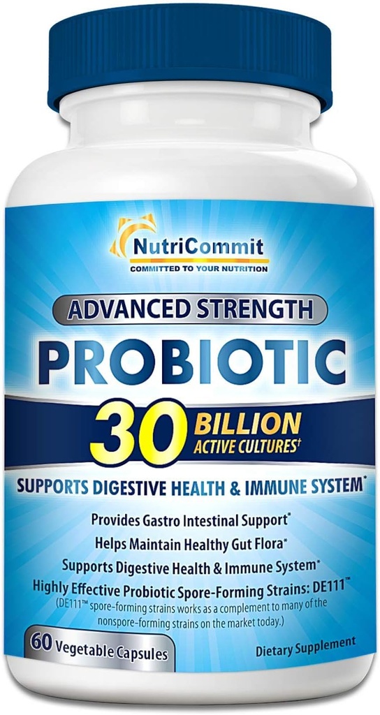30 miljarder probiotika tillskott | 10 Sällsynta vetenskapligt validerade stammar av Bacillus subtilis & Bacillus koagulans prebiotiska stöd Optimal immun & Digestive Health (1 Daily)
