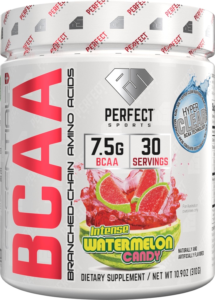 PERFECT SPORTS Essential BCAA Hyper Clear | KaNa-SolTM Technology | 7.5g Vegan BCAAs | Zero Sugars, Carbs eller Calories | 30 portioner (Watermelon Candy)