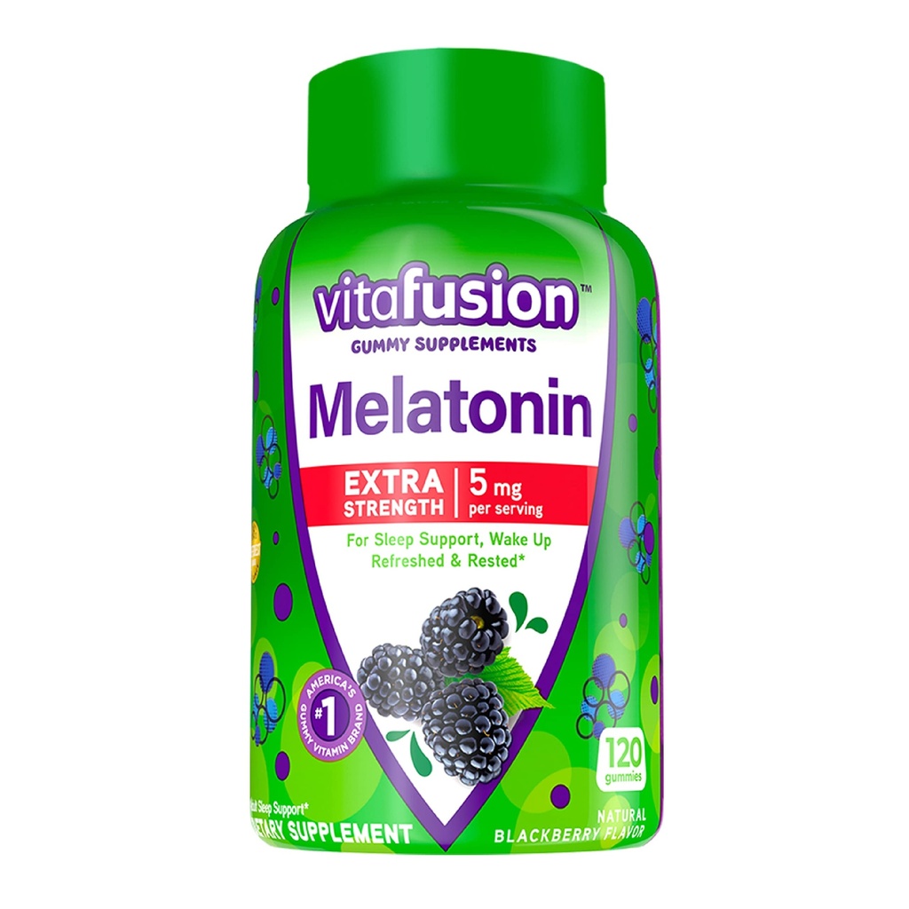 Vitafusion Fiber Well Fit Gummies, 90 greve och extra styrka Melatonin Gummies, 120 greve Bundle
