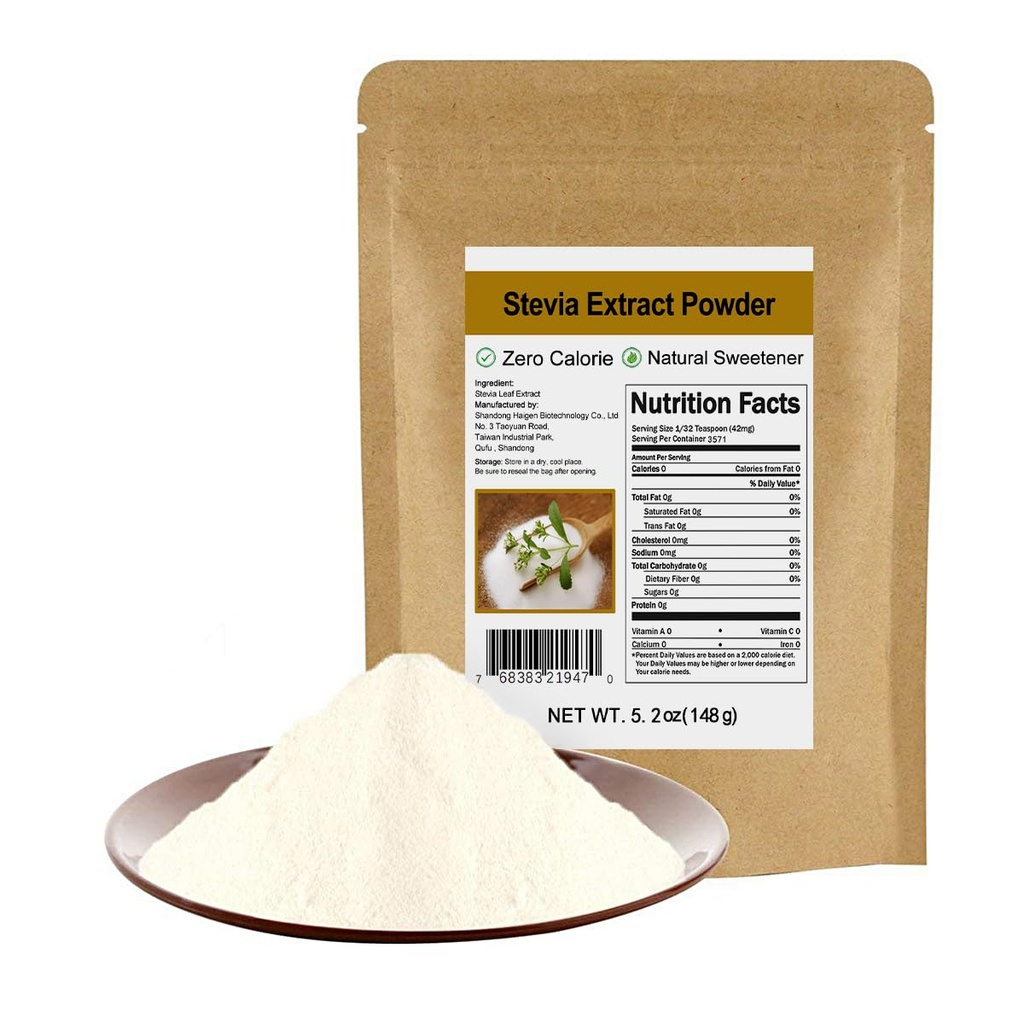 Pure Stevia Extract Powder utan Erythritol 5.2oz (148g) - Mycket koncentrerad Stevia Powder Sweetener, Zero Calorie, No Artificial, Natural Sugar Alternative