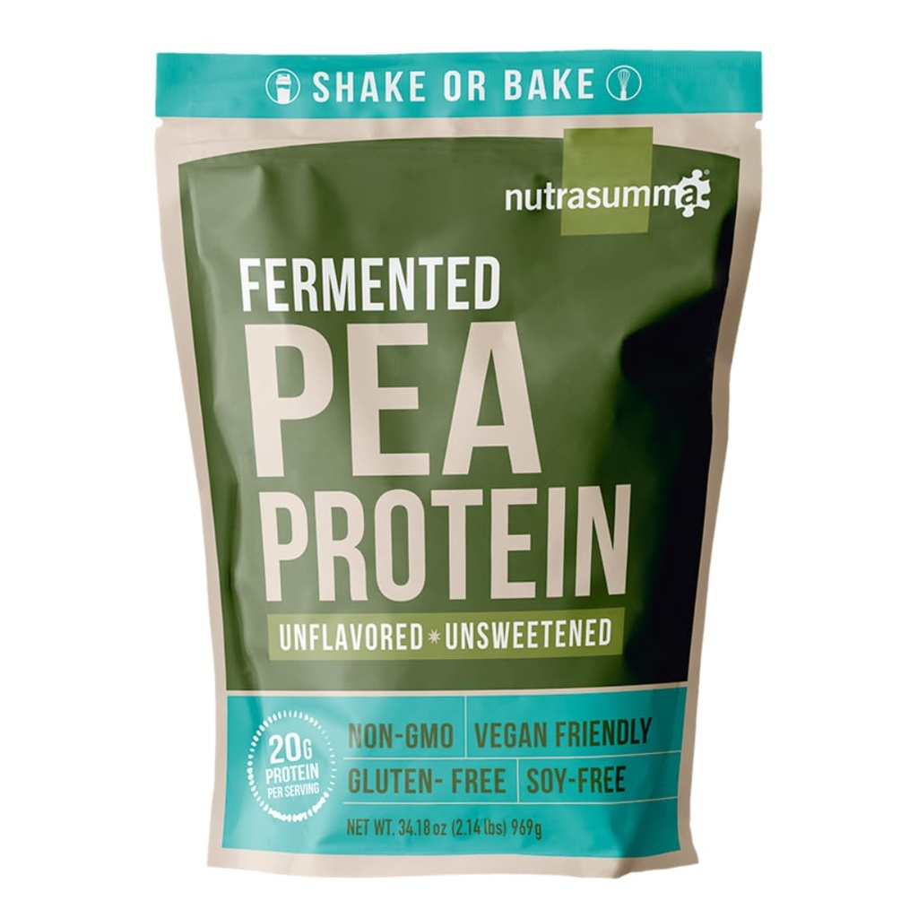 Nutrasumma Pea Protein Powder, Unflavored och Unsweetened Sugar Free Vegan, 100% Plant Based, Non GMO, Gluten Free & Soy Free, 2.14 LB