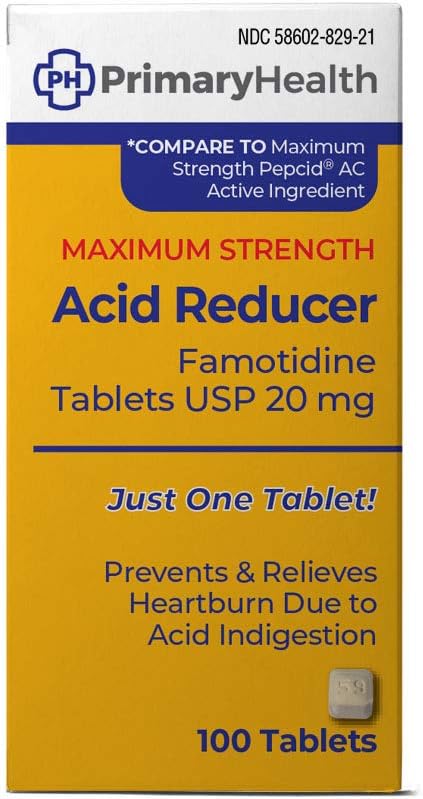 Maximal styrka syra Reducer Famotidine 20mg tabletter, 100Count