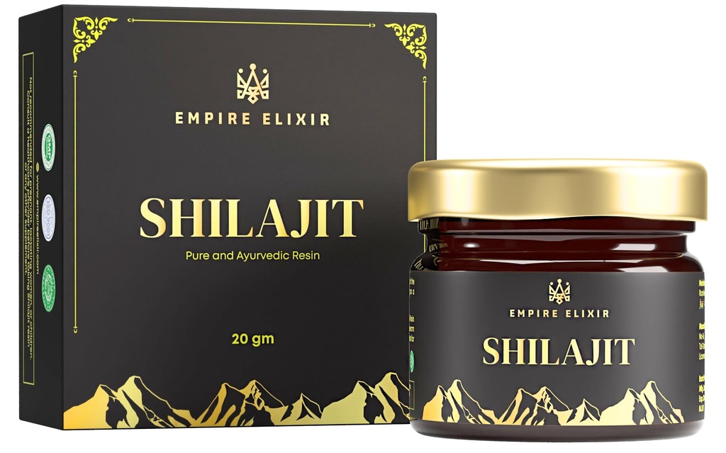 Shilajit Resin Pure Himalayan 20g Jar - av Empire Elixir High Potency Gold Grade för Män & Kvinnor | Natural Mineral Supplement | Energy Boost & Immune Support, 75% Fulvic Acid
