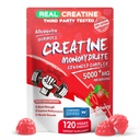 Kreatinmonohydrat Gummies Komplex för män och kvinnor,5 Gram per servering Electrolyte Kreatin Gummy för muskelstyrka, muskelbyggare, energiökning, Pre-Workout Supplement-120 jordgummies