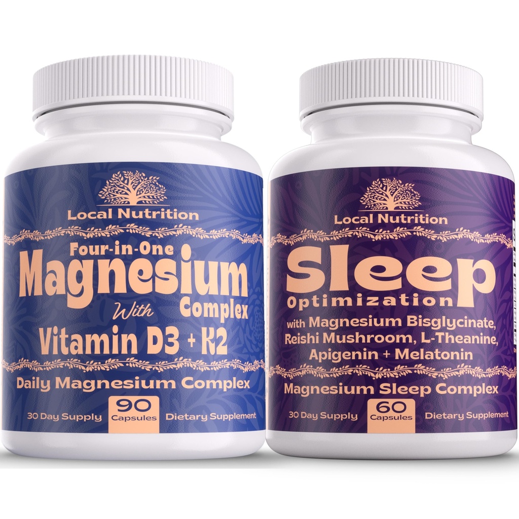 Natural Sleep Aid Magnesium Komplex Bundle - Premium Sleep Support Supplement och Magnesium Supplement - Ett månadstillskott, tillverkat i USA