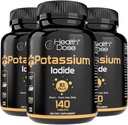 Health Dose Potassium + Iodide (KI) tabletter - 130mg 140 tabletter - för sköldkörtelstöd, Cellulär Metabolism & Electrolyte Balance - Non-GMO, Gluten-Free, GMP Certified Pack 3