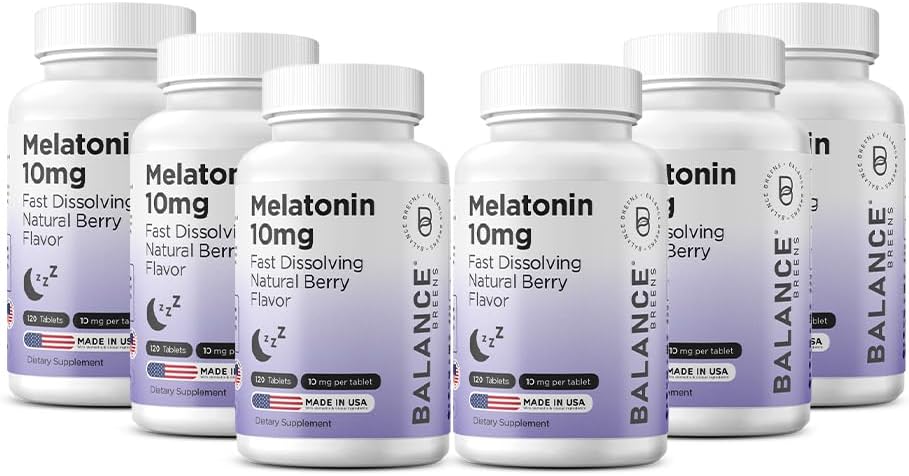 Balancebreens Melatonin 10mg Fast-Dissolve, 120 tabletter - Natursömnhjälp för Restful Nights, Drug-Free Support för avkoppling och lugn