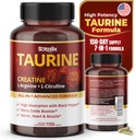 Taurin med kreatin, L-arginin, L-Citrulline High Absorption med Black Pepper Nitric Oxide Booster, Muscle USA Made & Tested (150 greve av 1)