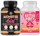Angry Supplements Women's Workout Bundle: Monster Girl N.O Nitric Oxide Booster 60ct + Creatine Complex Tablets 90ct 2 Bottles Totalt