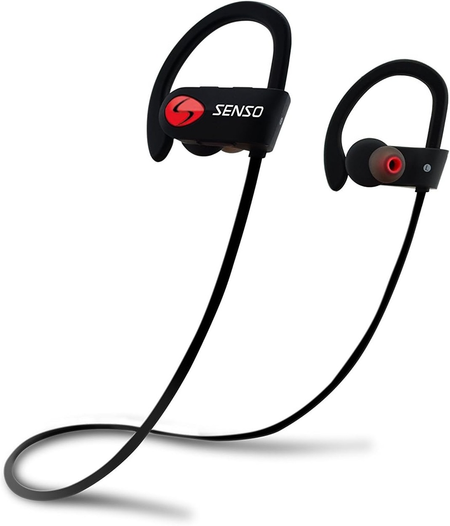 Senso Bluetooth-hörlurar, bästa trådlösa sportöronsnäckor w/Mic IPX7 Waterproof HD Stereo Sweatproof-hörlurar för gym Running Workout Noise Avbrytande hörlurar Buller Avbryter Headsets