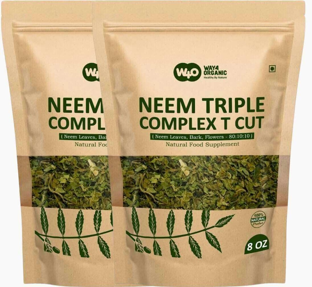 Neem Triple Complex T Cut (Inte pulver), bra att göra färsk Leaf Tea 8 Ounces, Leaves, Bark, Flower in Ratio(80:10:10) (Pack of 2)