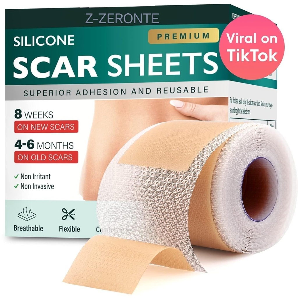 Silicone Scar Sheets, Silicone Scar Tape (1,6 "x 120" Roll-3M), Återanvändbara och effektiva Scar Removal Sheets, Silicone Scar Removal Sheets för kirurgiska skott, Healing Keloid, C-Section, Tummy Tuck