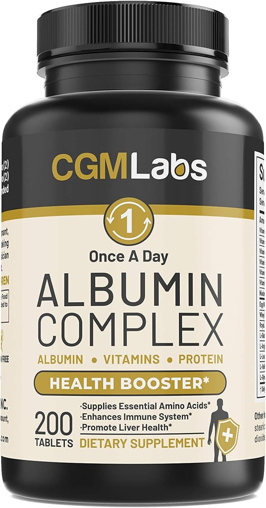 När en dag Albumin Complex - Egg White Albumin, Whey Protein, Royal Jelly, Essential Amino Acids - 200 tabletter